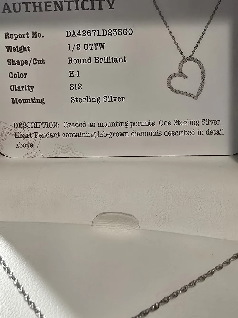 Sterling Silver Heart Pendant Necklace - White/Silver